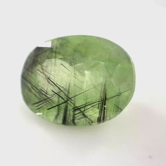 Earth Grown 7.26ct Rutilated Peridot – Loose Gemstone 10.5x13.5mm